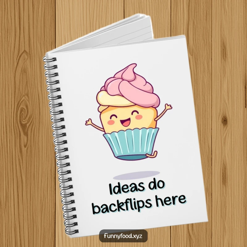 Funny Cupcake Notebook: A happy cupcake with frosting does a cartwheel, inspiring funny ideas and sweet notes.
