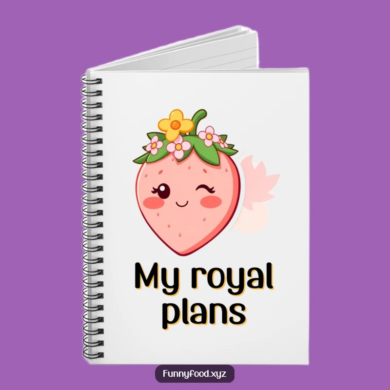 Funny Strawberry Crown Notebook - Jot Down Ideas with Natural Charm