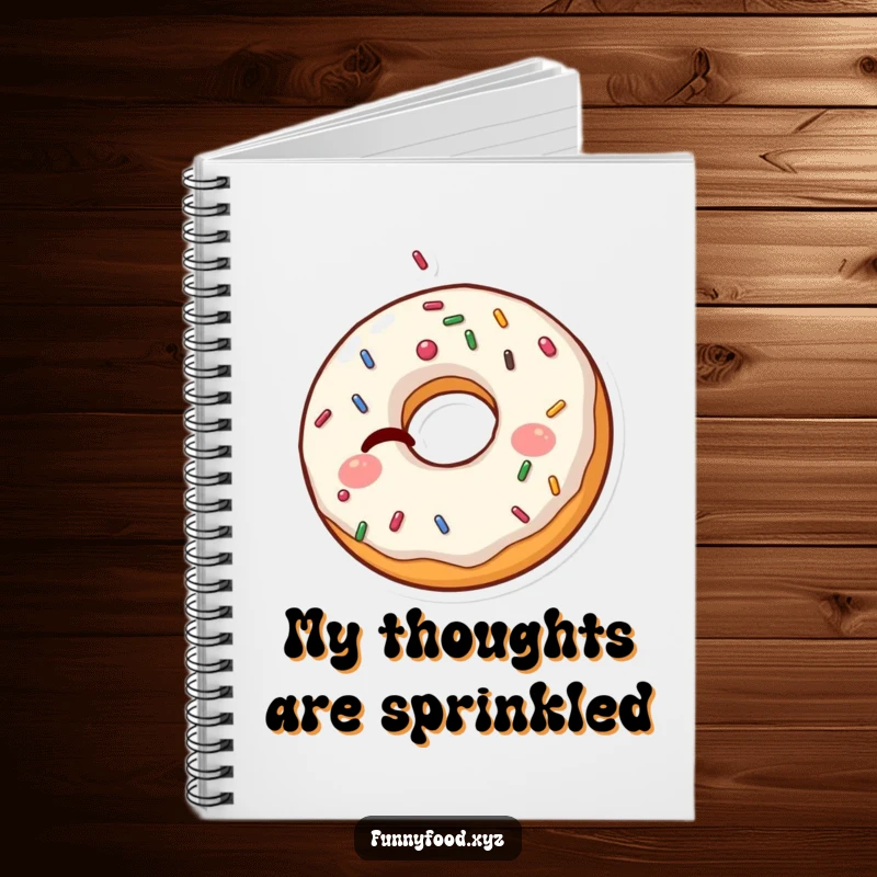 Funny Donut Notebook: A winking donut with popping sprinkles inspires funny thoughts and sweet notes.