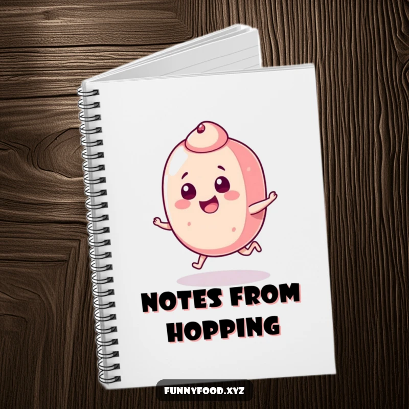 Funny candy piece notebook featuring a happy candy doing a mischievous hop, great for writing and organizing thoughts.