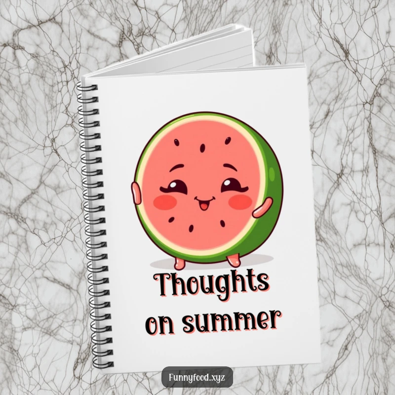 Funny Watermelon Notebook featuring a winking watermelon slice striking a pose, perfect for capturing bright ideas.