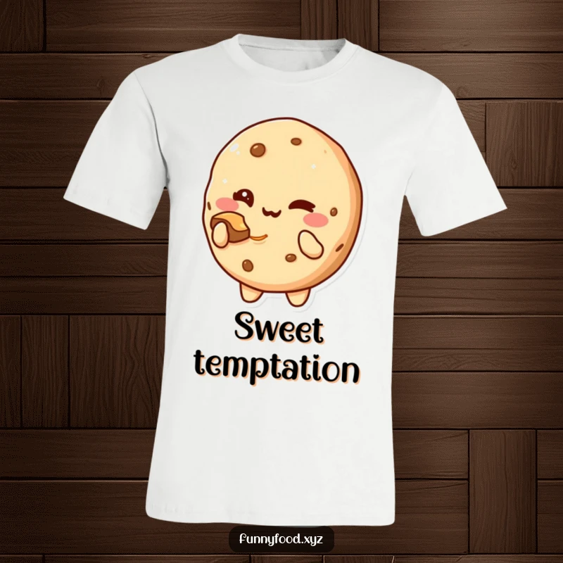 Funny T-Shirt: A cute cookie character winking coyly while offering a bite.