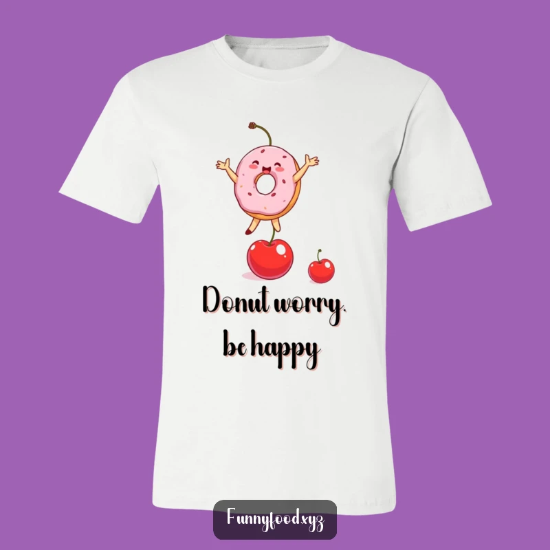 Funny Donut Balancing Cherry T-Shirt - Hilarious Foodie Apparel Gift
