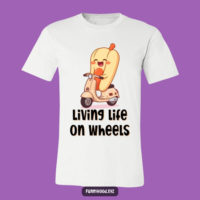 Funny Giggling Hot Dog Scooter T-Shirt - Absurd & Comical Wearable Art