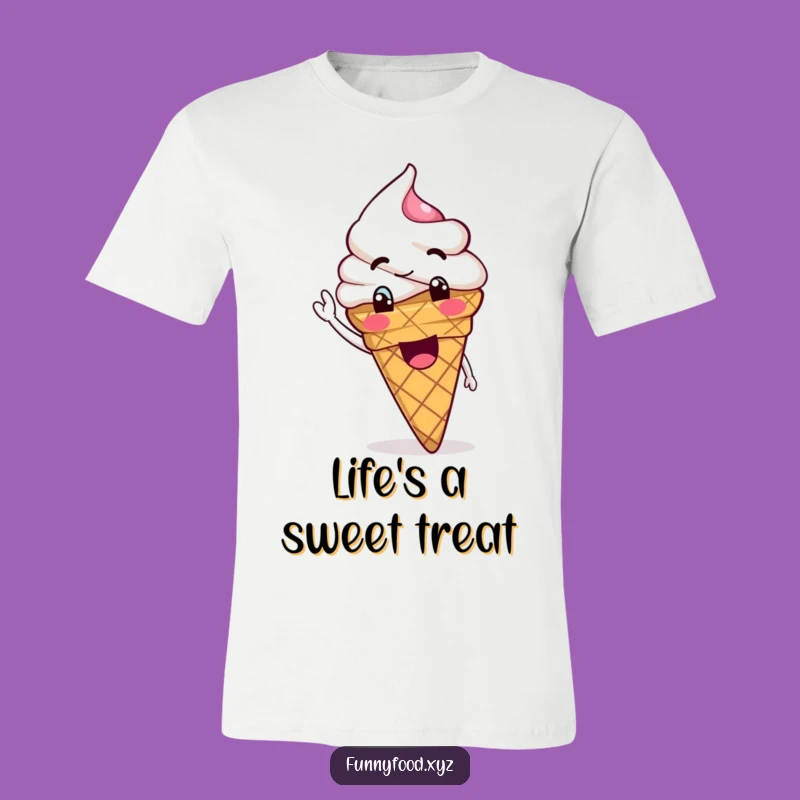 Funny Goofy Ice Cream Waving T-Shirt - Cool & Sweet Apparel