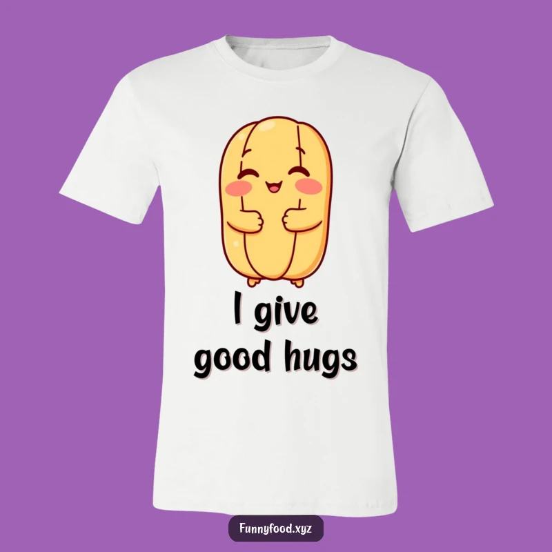 Funny Hot Dog Bun Hug T-Shirt: Hilarious Foodie Apparel and Comedic Gift Idea