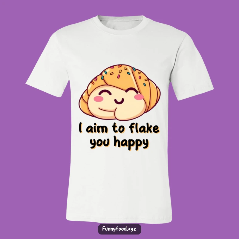 Funny Croissant Wink T-Shirt: Wear Your Breakfast Smile with This Hilarious Tee