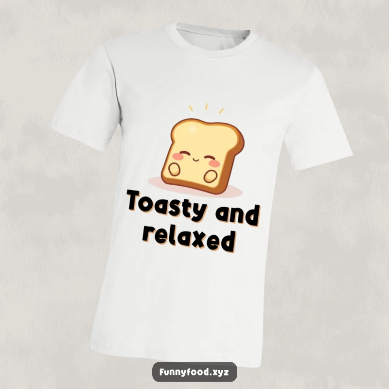 Funny toast t-shirt featuring a content piece of toast basking in a sunbeam, perfect for casual wear and relaxation.