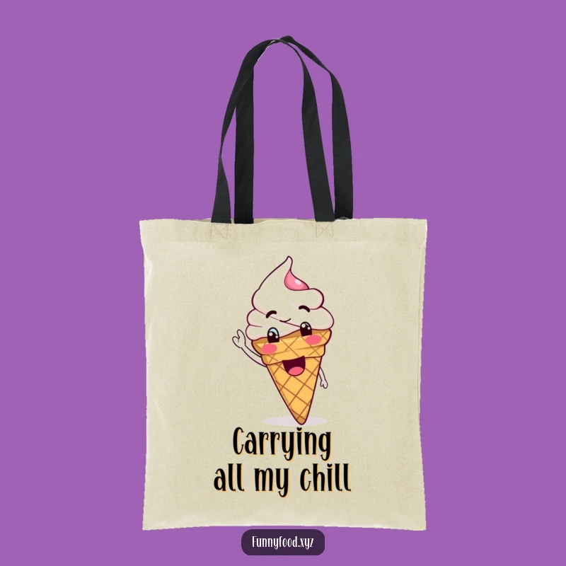 Funny Goofy Ice Cream Waving Tote Bag - Fun Everyday Carryall