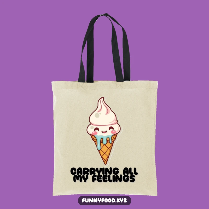 Funny Carry-All Melting Ice Cream Cone Tote Bag - Sweet Storage Solution Gift