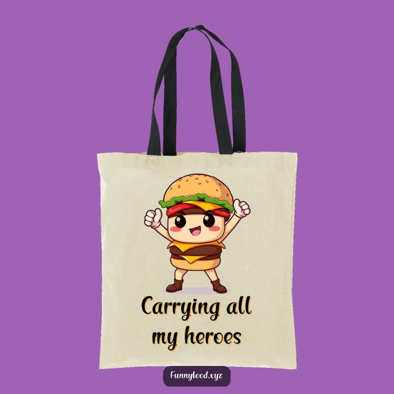 Funny Burger Hero Tote Bag: Carry Your Essentials Like a Champion