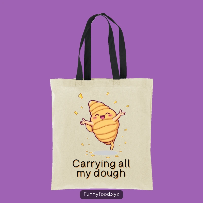 Funny Croissant Cartwheel Tote Bag: Carry Your Treats