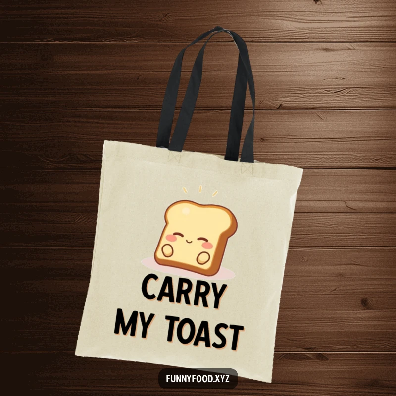 Funny toast tote bag featuring a content piece of toast relaxing in a sunbeam, great for shopping and everyday use.